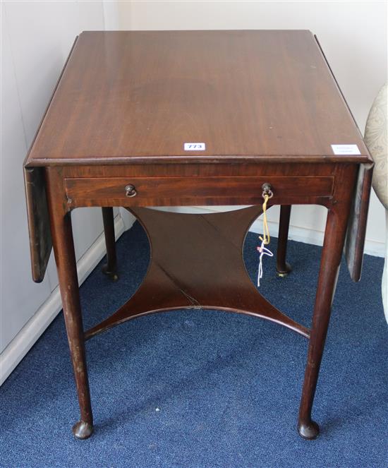 A George III mahogany Pembroke table with undertier, W.55cm